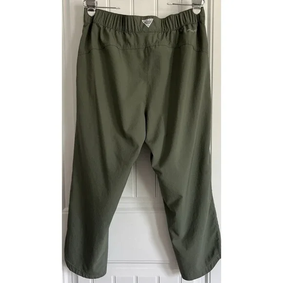 Columbia Women's PFG Pull On Pants Green Size L Reg Hiking Lightweight Packable - Picture 2 of 8